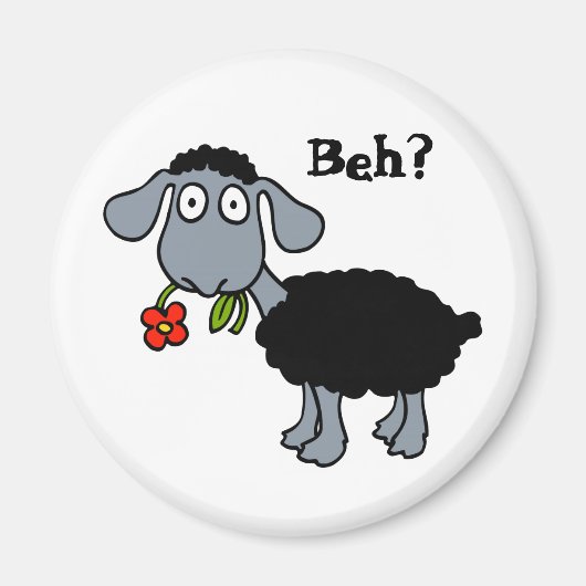 Aimant Mouton noir de dessin animé drôle mignon personnal (Devant)