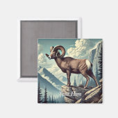 Aimant Mouton noir personnalisé sur un rocher (Recto/Verso)