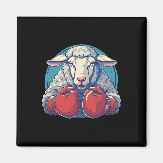 Aimant Moutons de boxe avec gants de boxe Kickboxing Drôl (Devant)