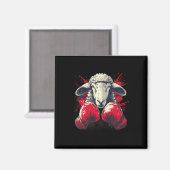 Aimant Moutons de boxe avec gants de boxe Kickboxing Drôl (Recto/Verso)