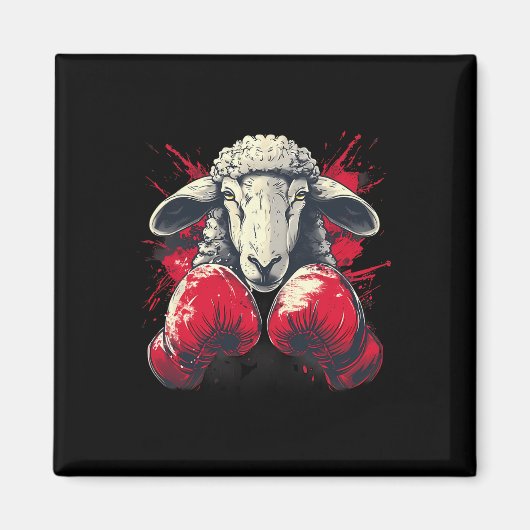Aimant Moutons de boxe avec gants de boxe Kickboxing Drôl (Devant)