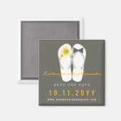 Aimant Mr & Mrs Flip Flops Hibiscus Mariage Enregistrer L (Recto/Verso)