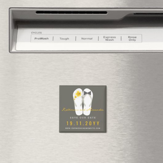 Aimant Mr & Mrs Flip Flops Hibiscus Mariage Enregistrer L (In Situ (Lave-vaisselle))