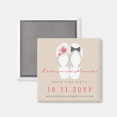 Aimant Mr & Mrs Flip Flops Hibiscus Mariage Enregistrer L (Recto/Verso)