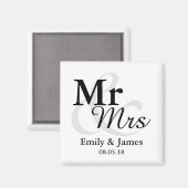 Aimant Mr&Mrs Simple Elegant Typographie Mariage Faveur (Recto/Verso)