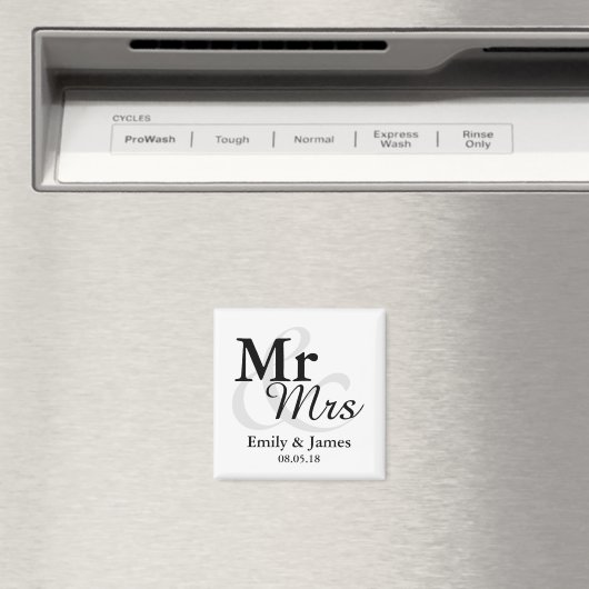Aimant Mr&Mrs Simple Elegant Typographie Mariage Faveur (In Situ (Lave-vaisselle))