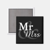 Aimant Mr&Mrs Simple Elegant Typographie Mariage Faveur (Recto/Verso)