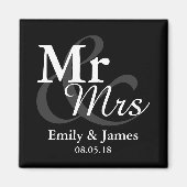 Aimant Mr&Mrs Simple Elegant Typographie Mariage Faveur (Devant)
