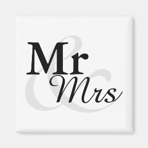 Aimant Mr&Mrs Simple Elegant Typographie Mariage Faveur