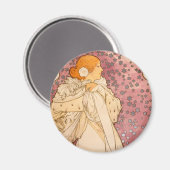 Aimant Mucha Art nouveau femme beauté (Recto/Verso)