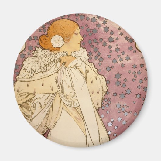 Aimant Mucha Art nouveau femme beauté (Devant)