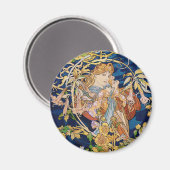 Aimant Mucha Art Nouveau : Une Femme Daisée (Recto/Verso)