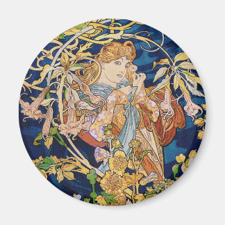Aimant Mucha Art Nouveau : Une Femme Daisée