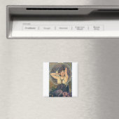 Aimant Mucha iris fleurs femme art déco (In Situ (Lave-vaisselle))