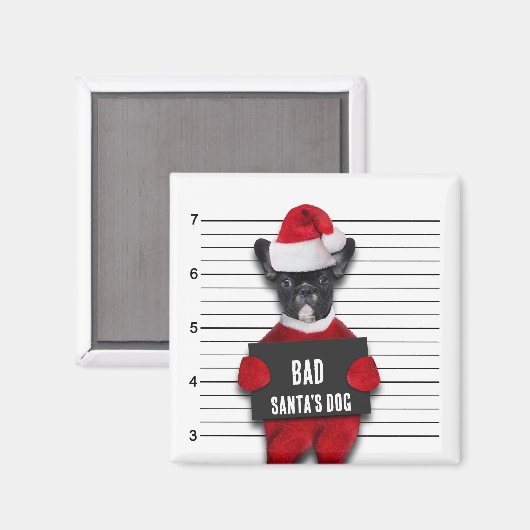 Aimant Mugshot Mauvais Père Noël Chien Drôle Noël (Recto/Verso)