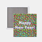 Aimant Multicolor Confetti "Bonne année !" (Recto/Verso)