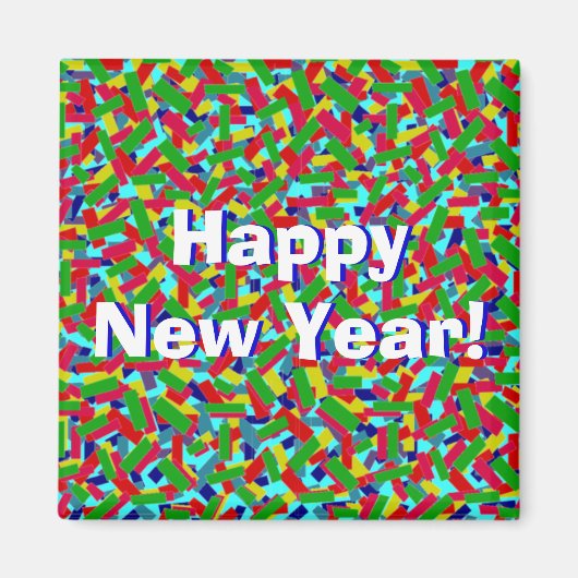 Aimant Multicolor Confetti "Bonne année !" (Devant)
