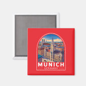 Aimant Munich Germany Travel Art Emblem (Recto/Verso)