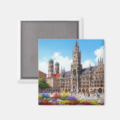 Aimant Munich Marienplatz Germany Flowers (Recto/Verso)