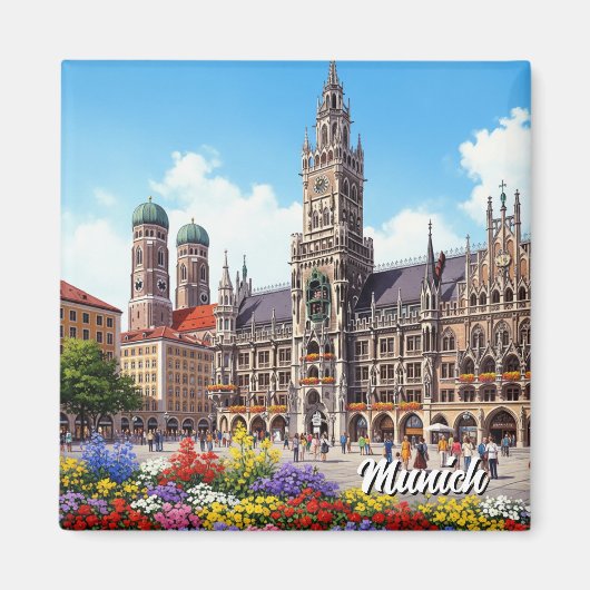 Aimant Munich Marienplatz Germany Flowers (Devant)