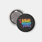 Aimant Mur de briques noir avec graffiti « Je t'aime ! » (Recto/Verso)