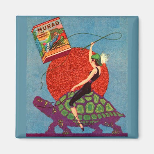 Aimant Murad cigarettes dame équitation tortue géante (Devant)