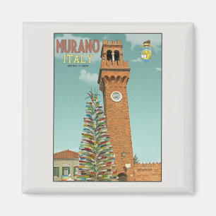 Aimant Murano Camapnile et arbre en verre