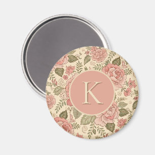 Aimant Muse Florale Poussiéreuse - Style Batik Rose Pouss