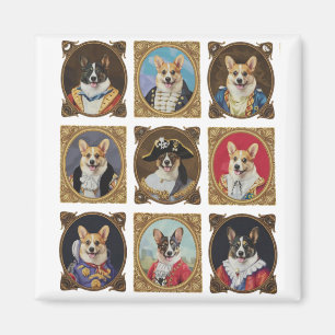 Aimant Musée Vintage Mur, Portraits de chiens Corgi hilar