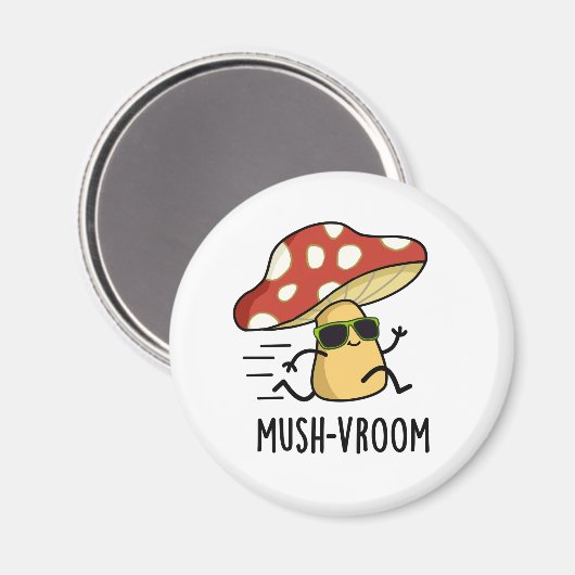 Aimant Mush-vroom Funny Pun de Champignons Rapides (Recto/Verso)