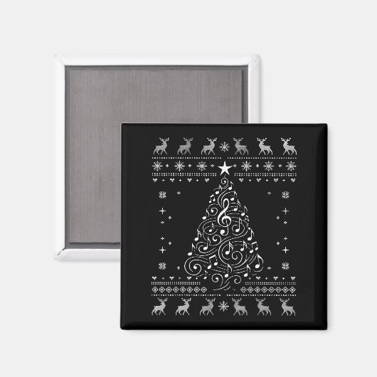 Aimant Musical Notes Tree Christmas Ugly Sweater Xmas (Recto/Verso)
