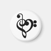 Aimant Musicien Coeur de musique - Treble Bass Clef (Devant)