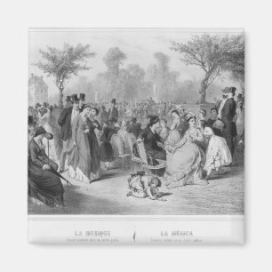 Aimant Musique, concert militaire dans un jardin public