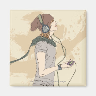 Aimant Musique de écoute de jeune femme