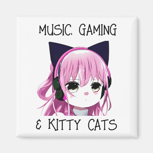 Aimant Musique Jeu et Kitty Chat Anime Girl (Devant)