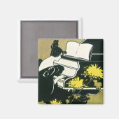 Aimant Musique vintage, Mlle Traumerei Jouer Piano, Reed (Recto/Verso)