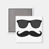 Aimant Mustache noire et lunettes de soleil Cadeau Humour (Recto/Verso)
