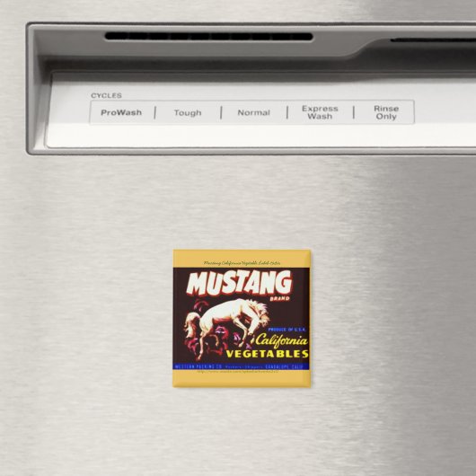 Aimant "Mustang California Vegetable Étiquette-1940" (In Situ (Lave-vaisselle))