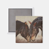 Aimant Mustang Cheval en bois Grunge Look (Recto/Verso)