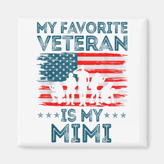 Aimant My Favorite Veteran Is My Mimi American Flag Veter (Devant)