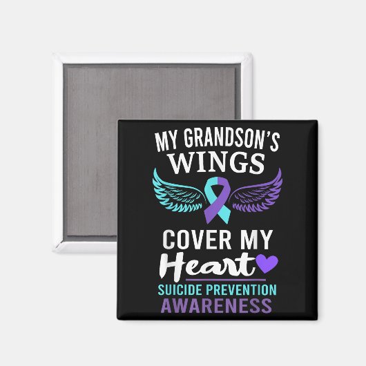 Aimant My Grandson's Wings Cover Heart Suicide Awareness (Recto/Verso)