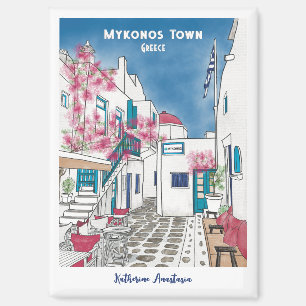 Aimant Mykonos Colorée Souvenir Personnalisé Grèce