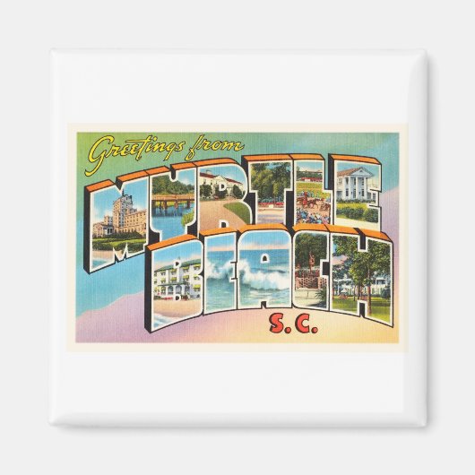 Aimant Myrtle Beach Caroline du Sud SC Carte postale Vint (Devant)