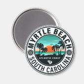 Aimant Myrtle Beach South Carolina Retro Sunset Souvenirs (Recto/Verso)