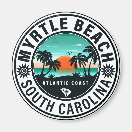 Aimant Myrtle Beach South Carolina Retro Sunset Souvenirs (Devant)
