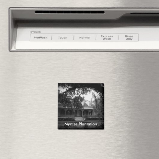 Aimant Myrtles Plantation en noir et blanc (In Situ (Lave-vaisselle))