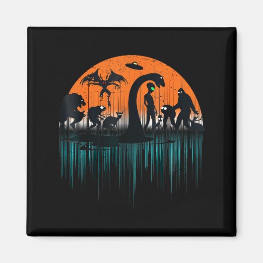 Aimant Mythical Loch Ness Bigfoot Mothman Aliens Funny Cr (Devant)