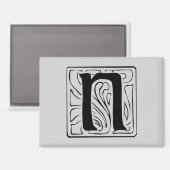 Aimant N monogramme noir (Recto/Verso)