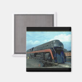 Aimant N&W 4-8-4 #611. (train ; ciel ; nuages ; piste ;)_ (Recto/Verso)