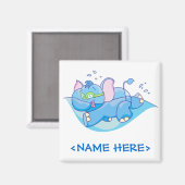 Aimant Nage Eléphant Bleu Lil (Recto/Verso)